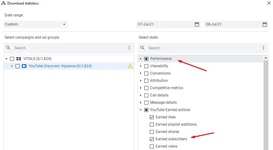 YouTube Video Discovery Ads for Subscribers - Google Ads Editor Subscribers Stats