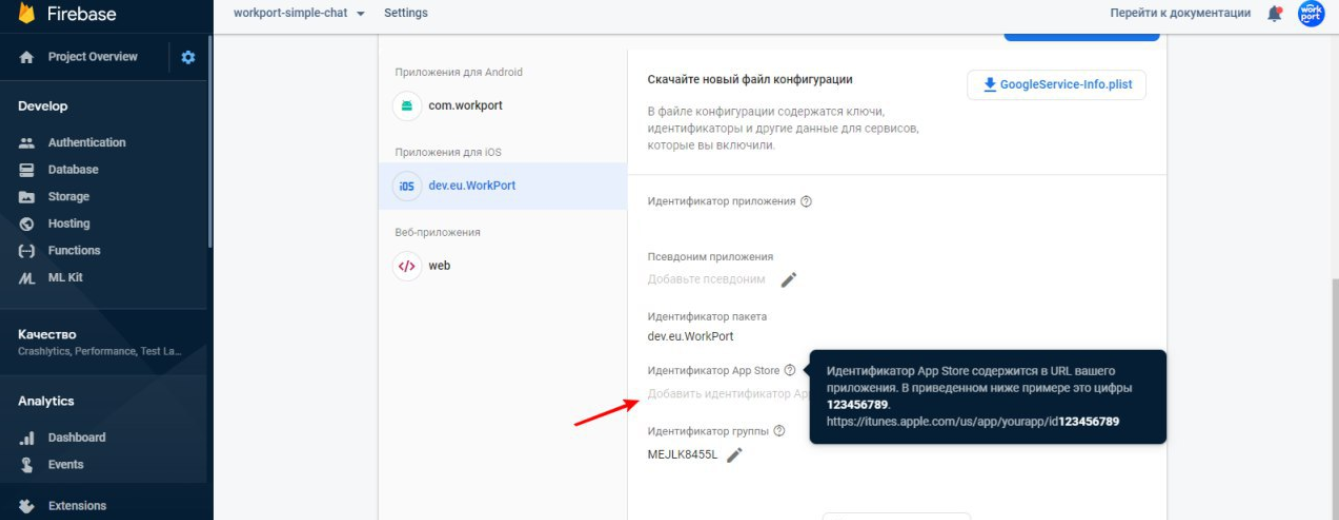 Work in Poland Firebase App ID Input