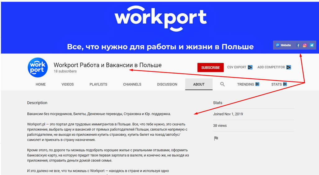 Work in Poland YouTube channel ASO